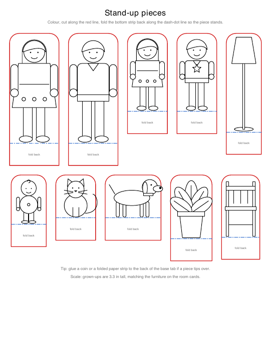 Stand-up people, pets and furniture